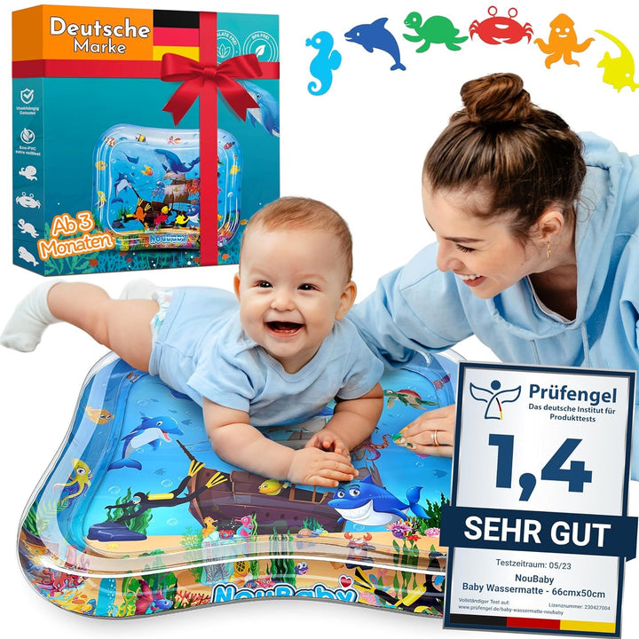 NouBaby® Wassermatte Baby BPA Frei Gross I Babymatte und Spielzeug ab 3, 6 und 9 Monate I Wasserspie