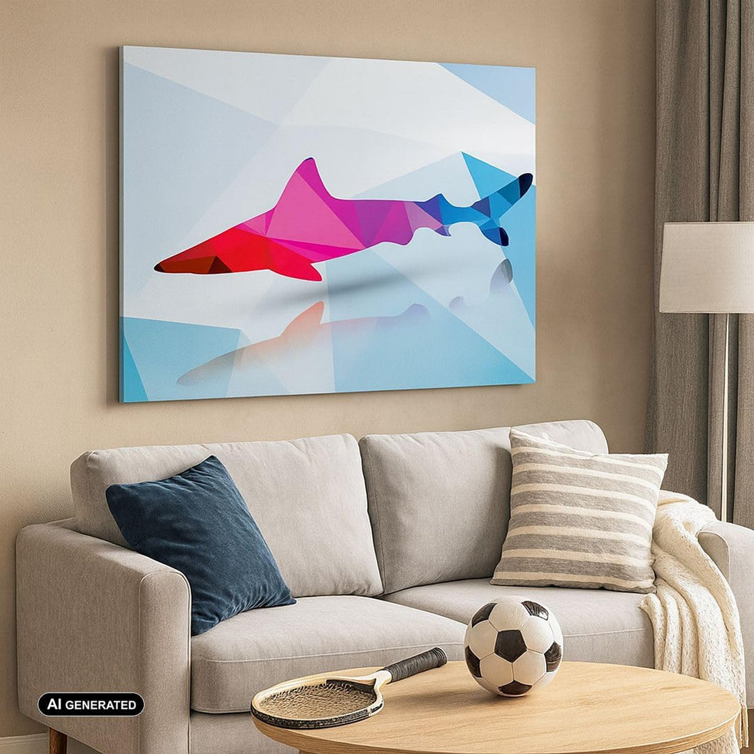 Bilder auf Leinwand Hai Illustration modern Grafik Leinwandbild 70x50cm Wandbilder Dekoration Wohnzi