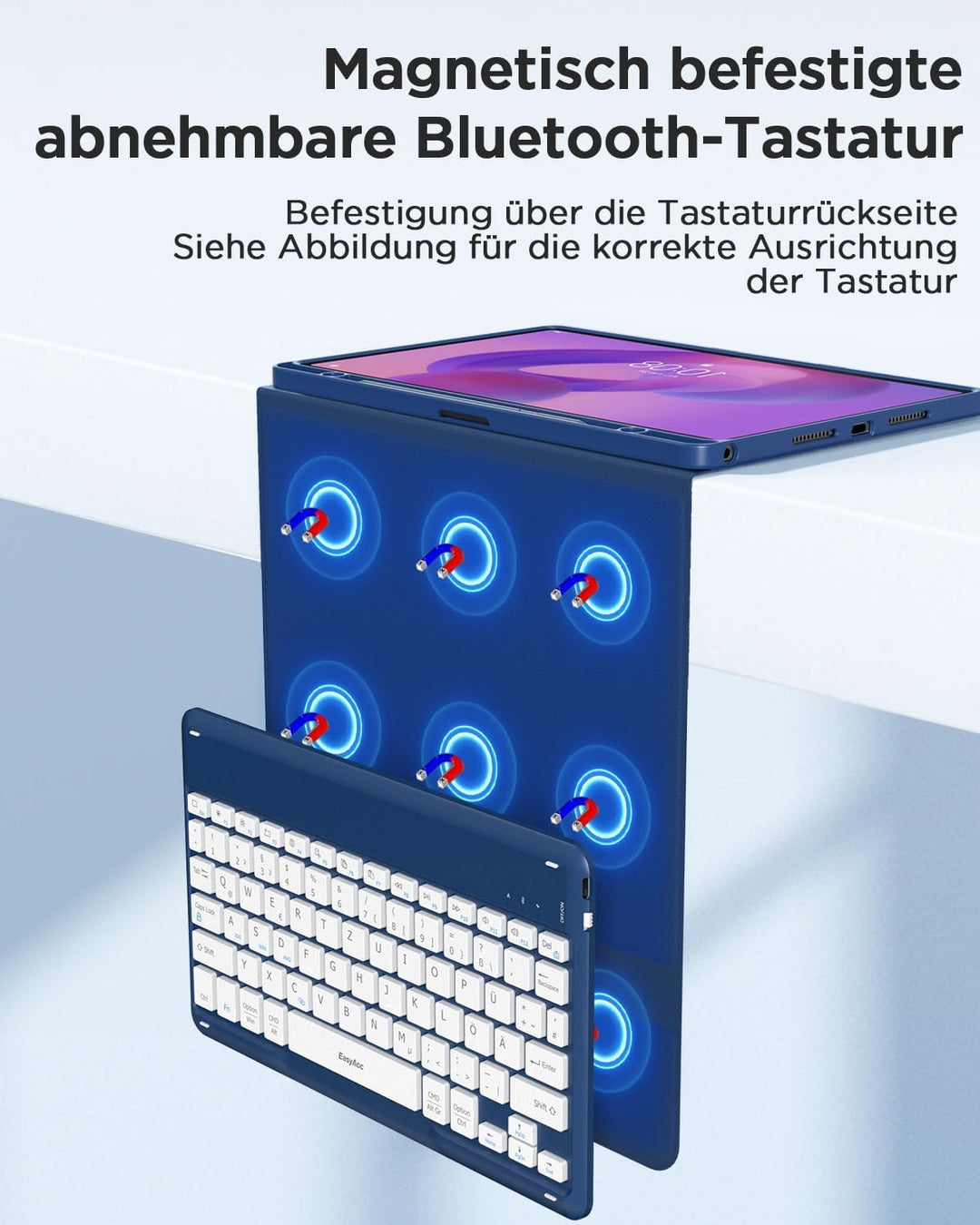 EasyAcc Tastatur Hülle kompatibel mit Lenovo Idea Tab 11 Zoll Tablet 2025 (TB-336ZU/TB-336FU) mit Sc