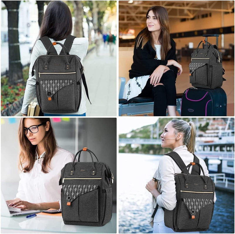 Rucksack Damen, Laptop Rucksack für 15.6 Zoll Laptop Schulrucksack mit USB Ladeanschluss für Arbeit