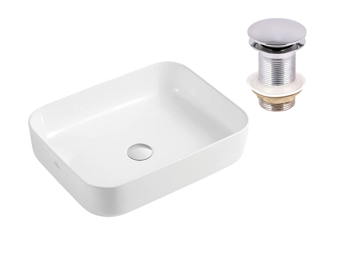 VBChome Waschbecken 51 x 40 cm Keramik Weiss Oval Pop-up ventil Click-Clack Waschtisch Handwaschbeck
