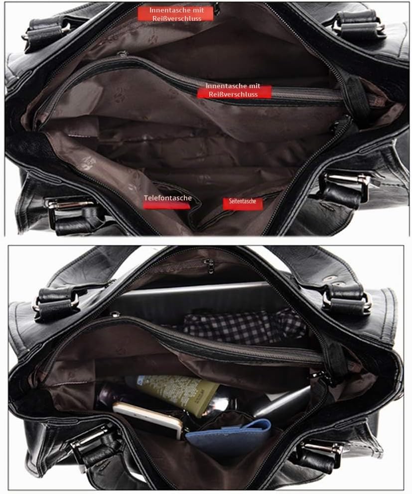 Sacmill Grosse Damenhandtasche PU Leder Schultertasche Taschen Tote Henkeltasche für Frauen Grau, Gr