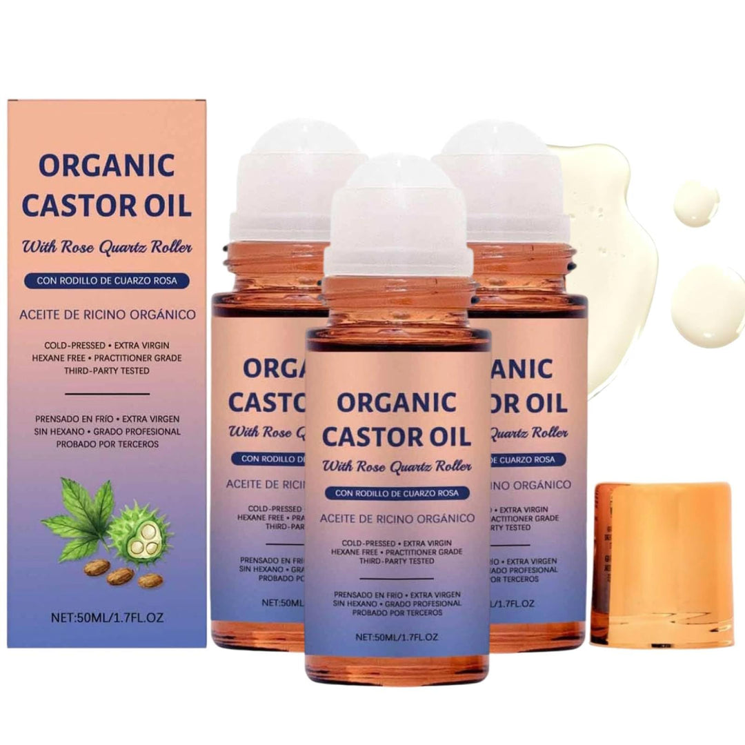 Bio-Rizinusöl Rosenquarz-Roller, Organic Castor Oil Rose Quartz Roller Ball, Rizinusöl Kaltgepresst