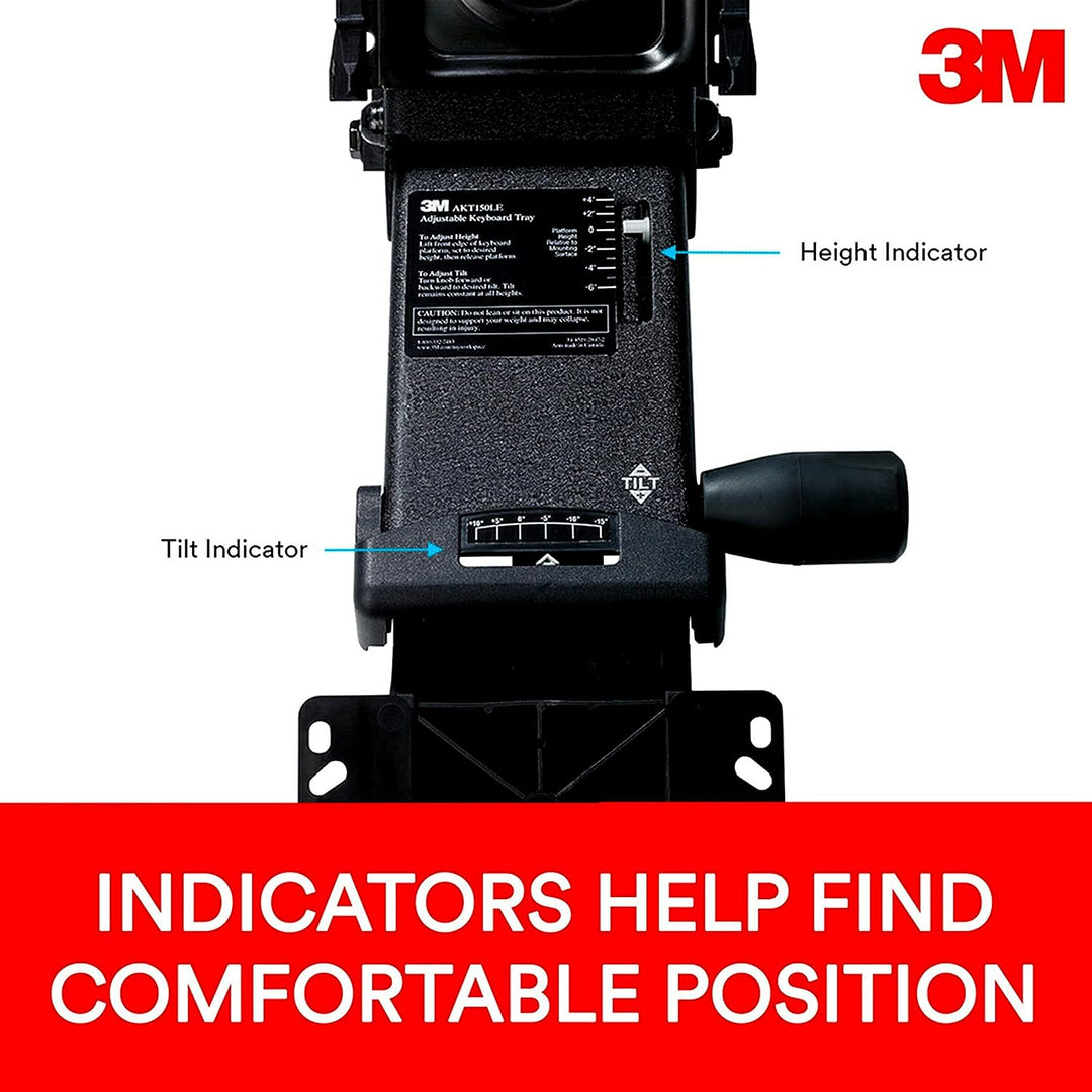 3M Sit/Stand Keyboard Tray, Simply Turn Knob to Adjust Height and Tilt, Sturdy Tray Includes Gel Wri