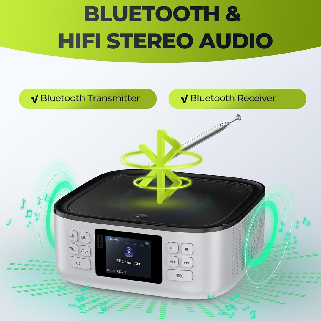 [2025 New] ARAFUNA CD Player Tragbarer, Radio mit CD Player Bluetooth, Boombox CD-Spieler mit Lautsp