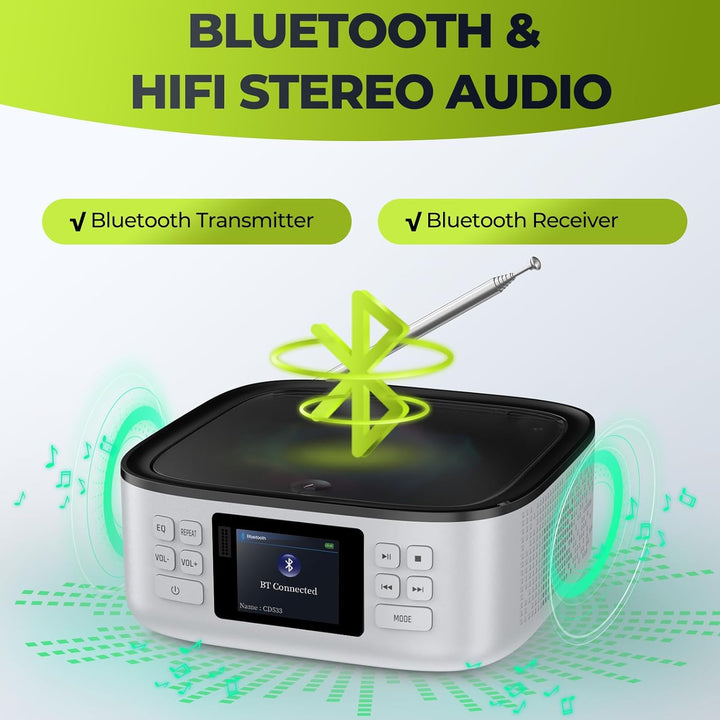 [2025 New] ARAFUNA CD Player Tragbarer, Radio mit CD Player Bluetooth, Boombox CD-Spieler mit Lautsp