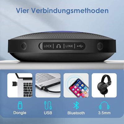 EMEET Bluetooth Konferenzlautsprecher - M2 Max USB Freisprecheinrichtung mit 4 AI mikrofonen, für 10