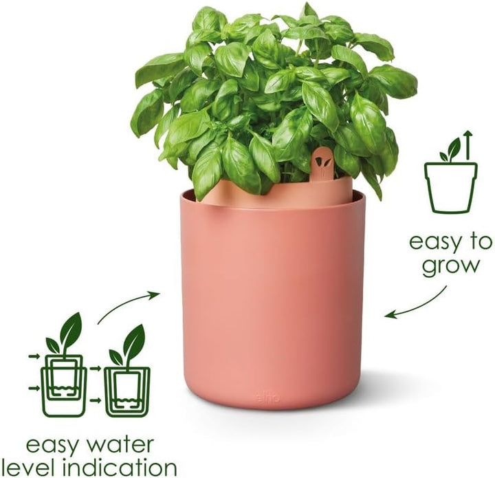elho Bouncy Basil 16 Blumentopf - Basilikum Topf mit Aussentopf - 100% recyceltes Plastik - Ø 16.5 x