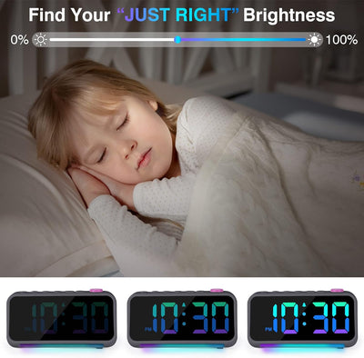 Wecker Kinder Erwachsene, Wecker Digital mit 7 Farben Nachtlicht, Dynamische RGB Wecker, 6" Wecker m