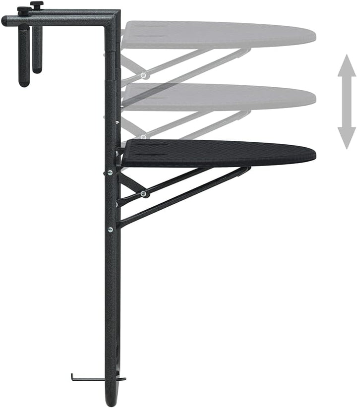 Susany Zusammengeklappt Balkonhängetisch Balkontisch Tisch 60 x 64 x 83,5 cm Mit 3-Fach höhenverstel