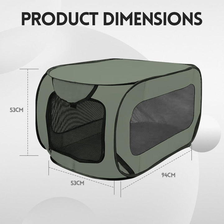Faltbare Hunde Transportbox 92x52x52 cm - Doppeltürig & Sicher für Autoreisen,Belüftetes Pop-Up Desi