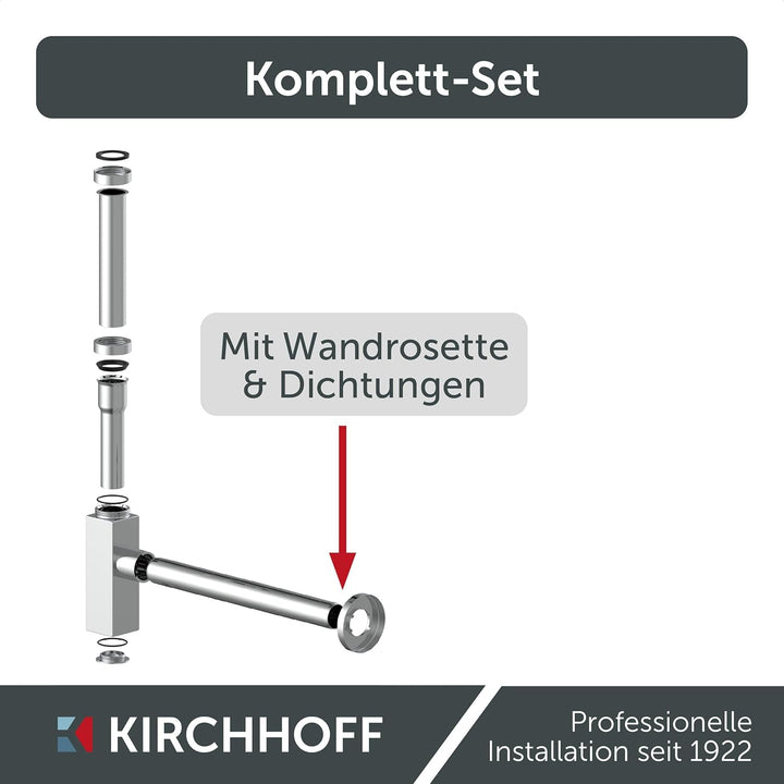 KIRCHHOFF Flaschensiphon Design Siphon, Abfluss, Ablaufgarnitur für Waschbecken und Waschtisch, Geru