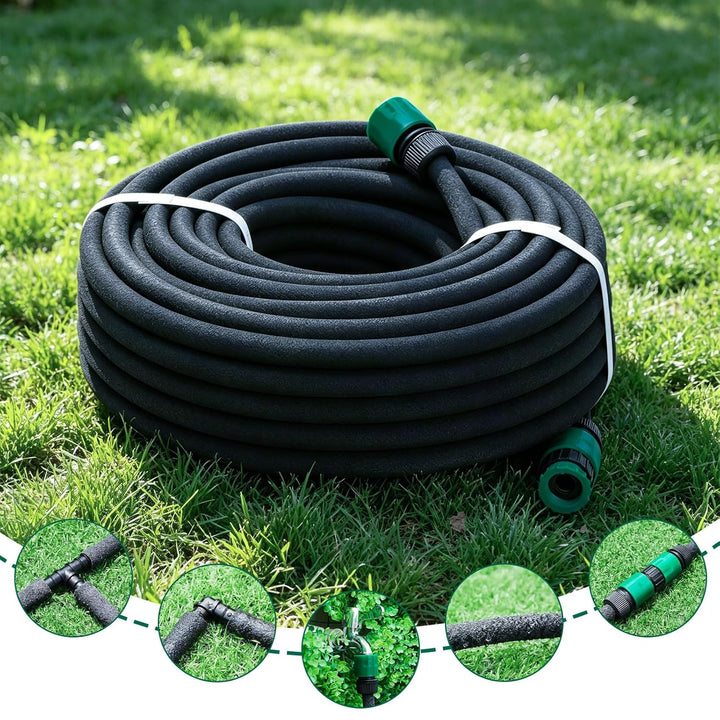 Perlschlauch 10M Garten Tropfschlauch Set - 1/2 Zoll Gartenbewässerung Bewässerungsschlauch 16MM Gar