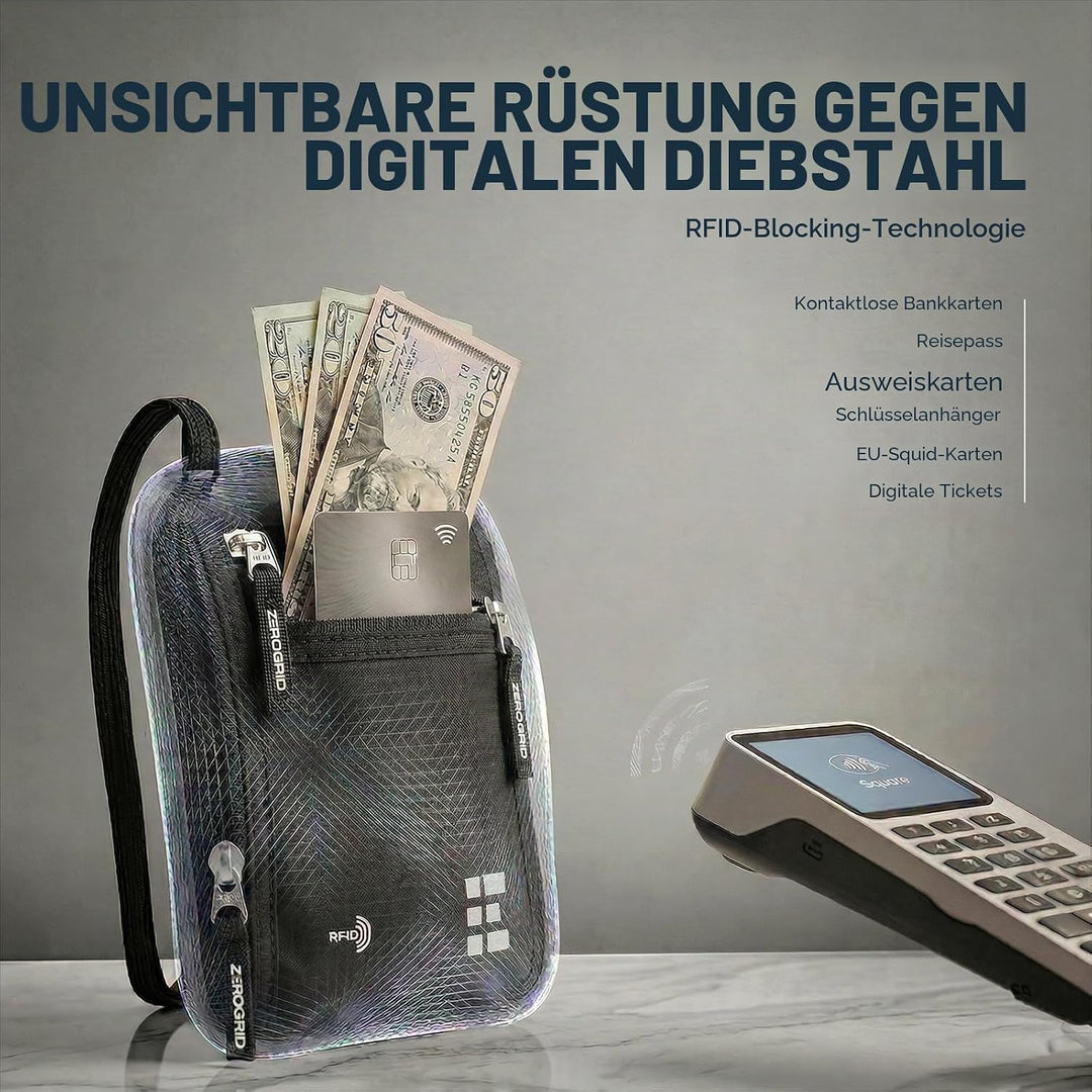 Brusttasche Brustbeutel mit RFID Blocker Reisegeldbeutel Reisedokumententasche EINWEG Einheitsgrösse