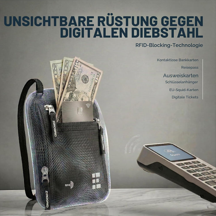 Brusttasche Brustbeutel mit RFID Blocker Reisegeldbeutel Reisedokumententasche EINWEG Einheitsgrösse