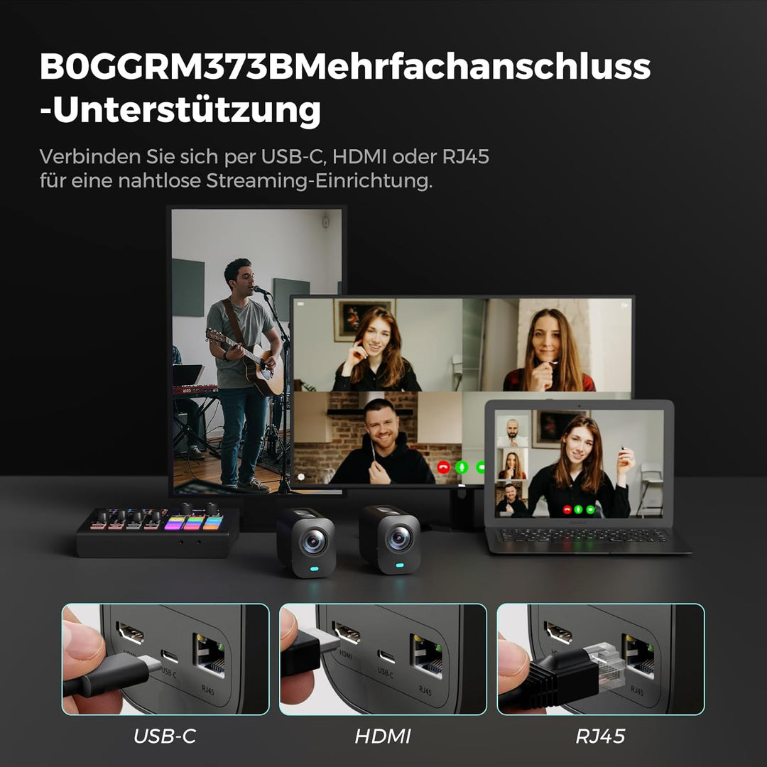 NearStream 4K-Webcam für Streaming, 1/2,8 Zoll CMOS-Sensor mit 8 Megapixeln, 40-facher Hybrid-Zoom,