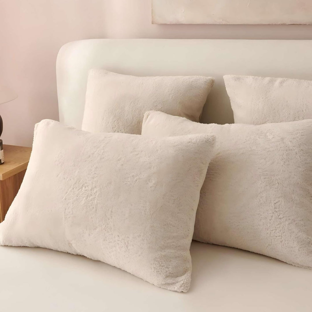 Freyamy Plüsch Bettwäsche 135x200cm 2teilig Beige Nicky Teddy Fleece Deckenbezug Flanell Cashmere To