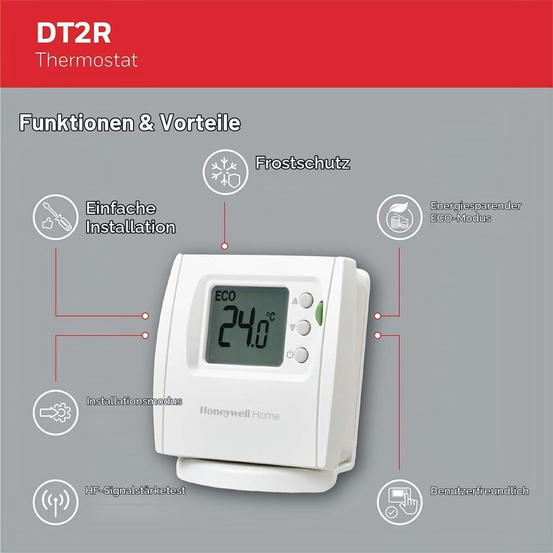 Honeywell Home THR842DEU DT2R Thermostat, White Drahtlos | Basic Drahtlos Weiss, Drahtlos | Basic Dr