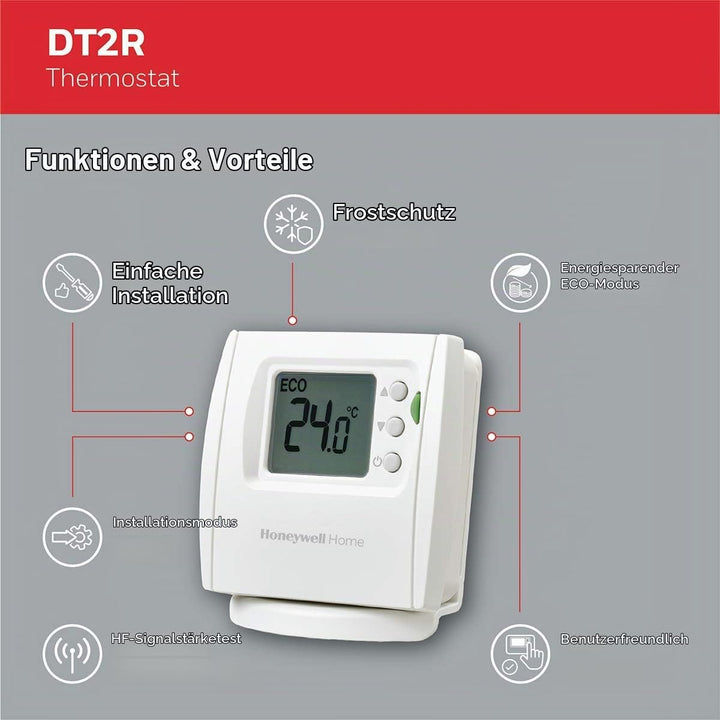 Honeywell Home THR842DEU DT2R Thermostat, White Drahtlos | Basic Drahtlos Weiss, Drahtlos | Basic Dr