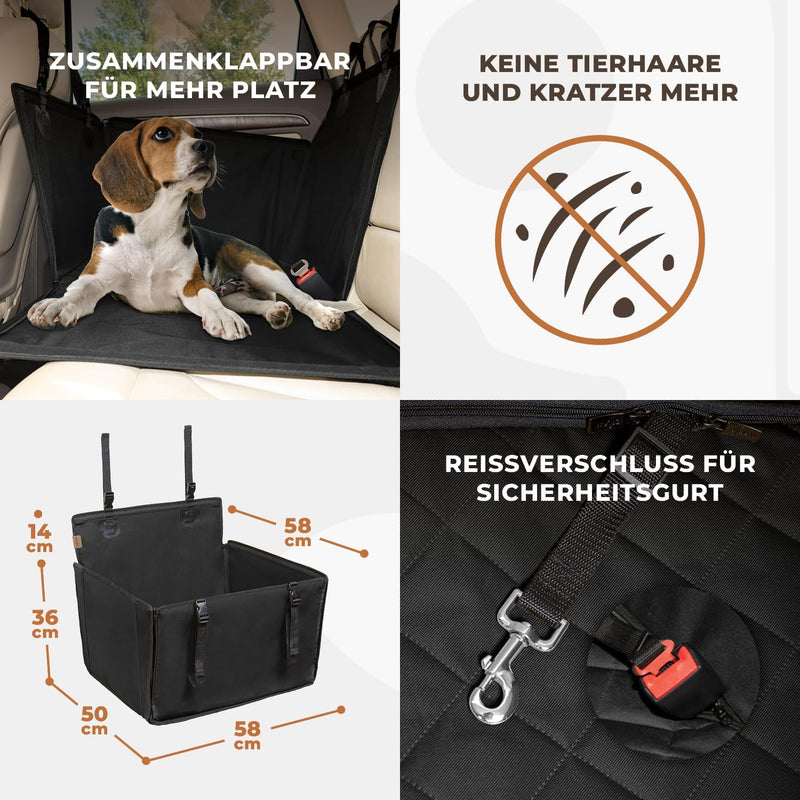 Extra Stabiler Hunde Autositz - Verstärkter Autositz für kleine und mittlere Hunde mit 4 Befestigung