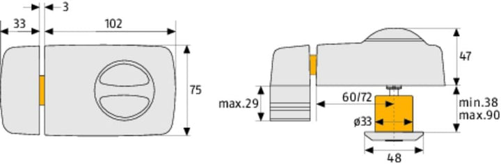 ABUS Tür-Zusatzschloss 7010, mit Drehknauf, silber, 53269 Metall Metall ohne Alarm Silber, Metall oh
