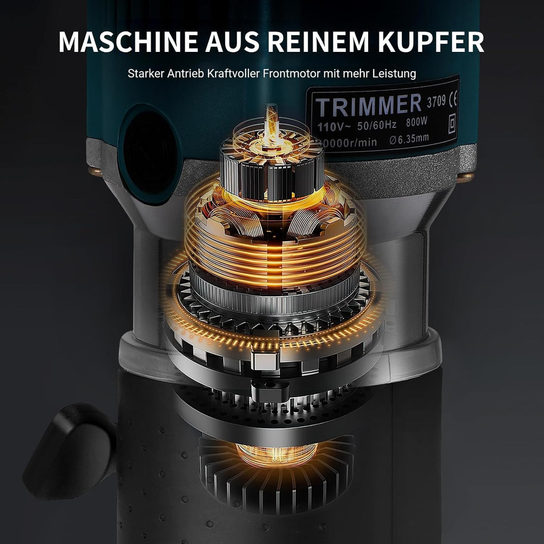 Akku Oberfräse kompatibel mit Makita 18V Akku,1400W Oberfräse Trimmer Einhandfräse Bürstenloser, Hol