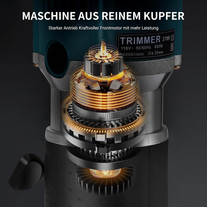 Akku Oberfräse kompatibel mit Makita 18V Akku,1400W Oberfräse Trimmer Einhandfräse Bürstenloser, Hol