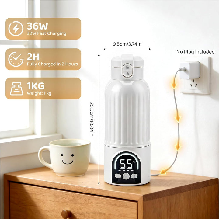 500ml Flaschenwärmer Baby Unterwegs, Tragbarer Flaschenwärmer Baby, mit Desinfektionsfunktion, 140W