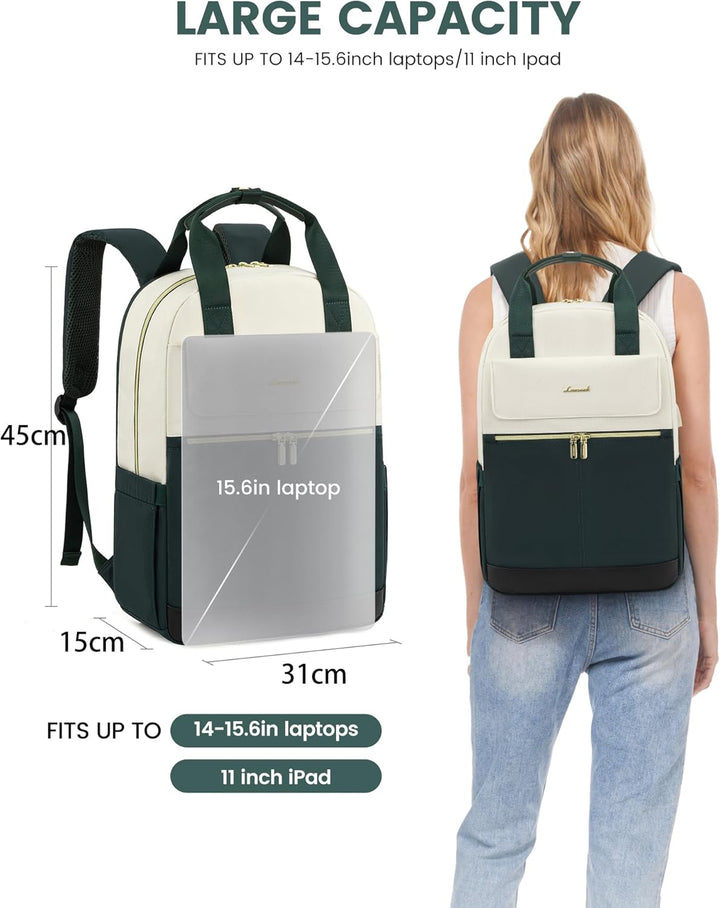 LOVEVOOK Rucksack Damen, Schulrucksack Teenager Mädchen 15,6 Zoll mit Laptopfach, Wasserdicht Schult