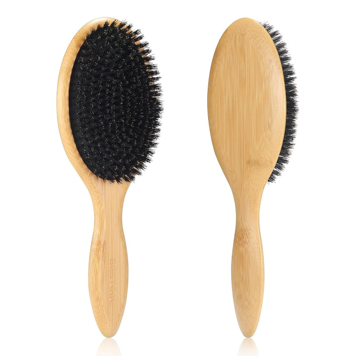 BESTOOL Haarbürste, Wildschweinborsten Bürste für Damen Herren Kinder, Bambus Paddel Naturborsten fü