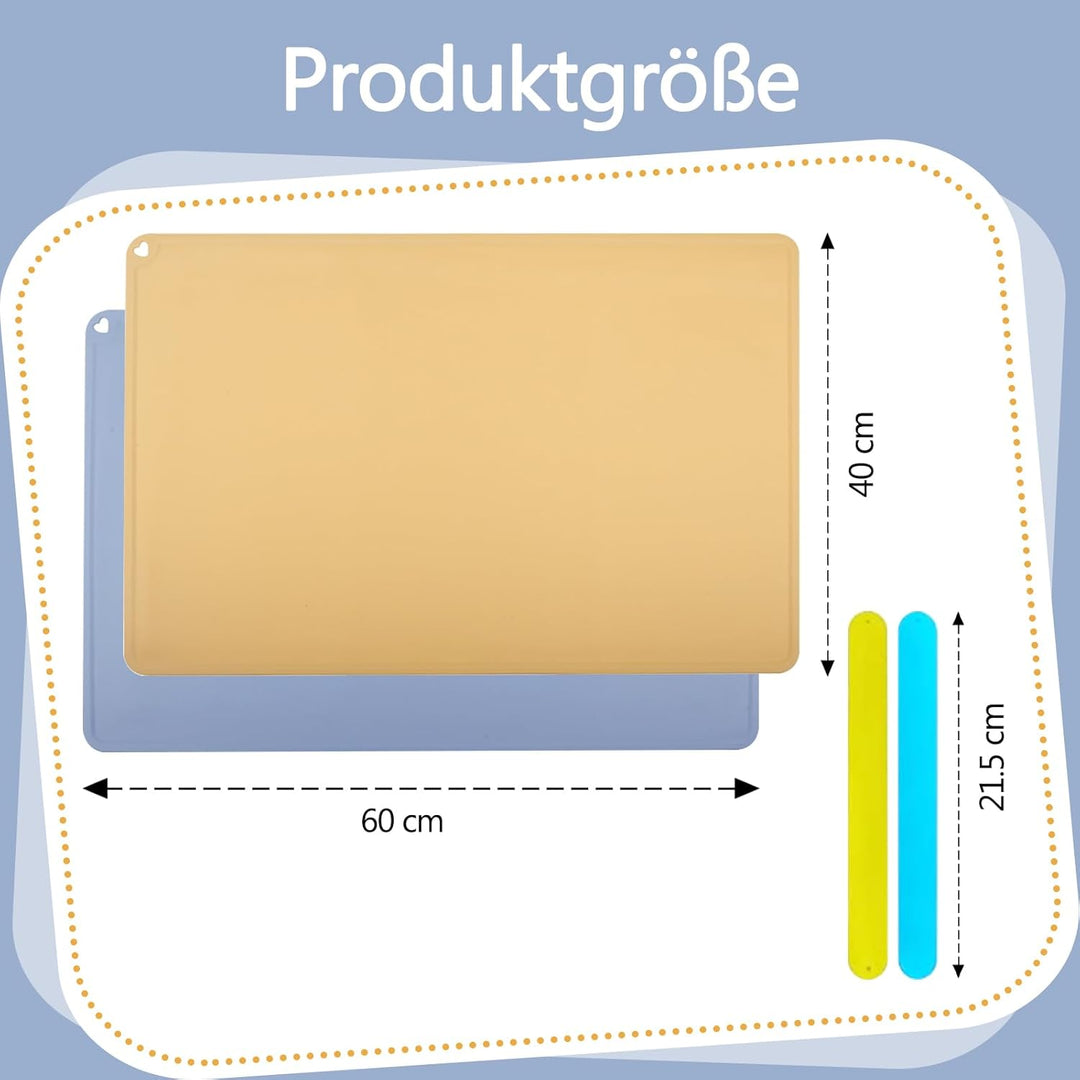 2 Stück Malunterlage für Kinder, mit Magnetischer Absorptionsclip, Schreibtischunterlage Silikonmatt