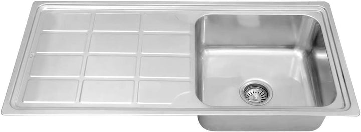 Omeere 100Lx46B,gross, Einbauspüle Edelstahl 304 Materialdicke 0,8 mm, Spülbecken Spüle Küchenspüle