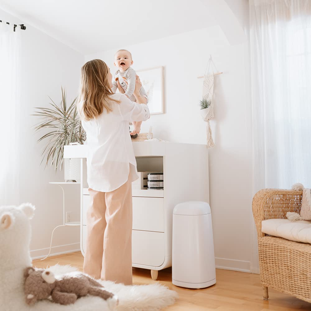 Angelcare Windeleimer "Dress Up", weiss lackiert weiss nur Abfallbehälter, Weiss Mülleimer + 1 Nachf