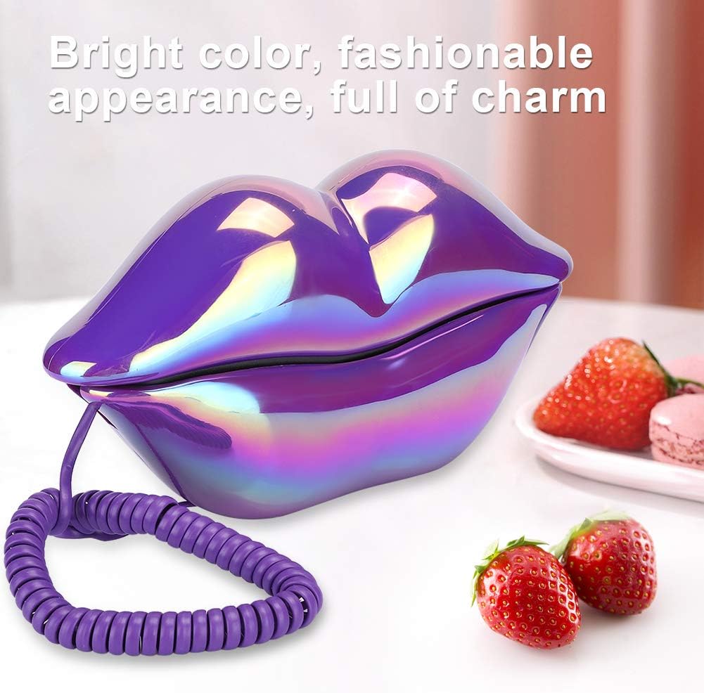 Dpofirs Creative Purple Lips Festnetztelefon, Universal Wired Festnetztelefon, Clear Sound Telefon E