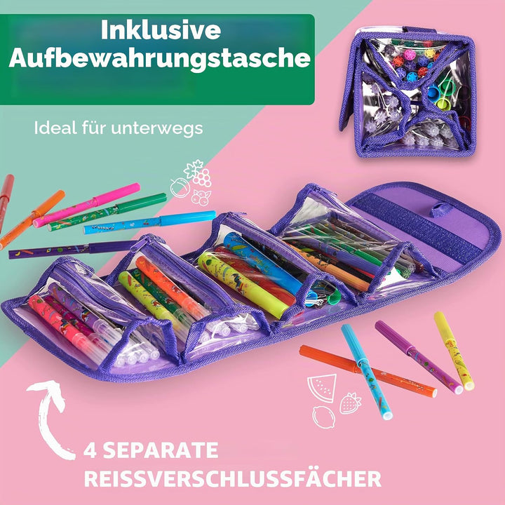 Duftstifte Set mit Mäppchen - Stifte Set für Kinder - Filzstifte mit Früchte Geruch - extra viel Pla