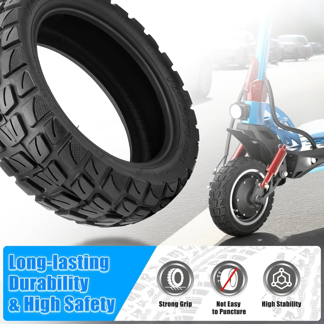 10x2.75-6.5 Tubeless Reifen, Off-road Vakuumreifen mit Ventil,10 Zoll E Scooter Ersatzreifen mit Ver