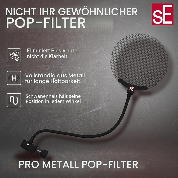 SE ELECTRONICS METAL POP SCREEN FILTER WITH FLEXIBLE Black, Black