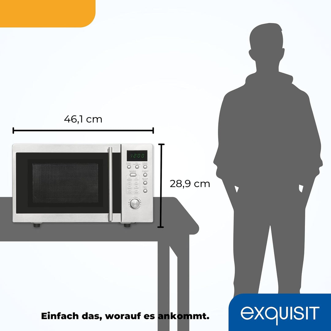 Exquisit Mikrowelle UMW 800 G-3 Inox / 800 Watt / Grill 1000 Watt / Unterbau-Mikrowelle / 20L / Edel
