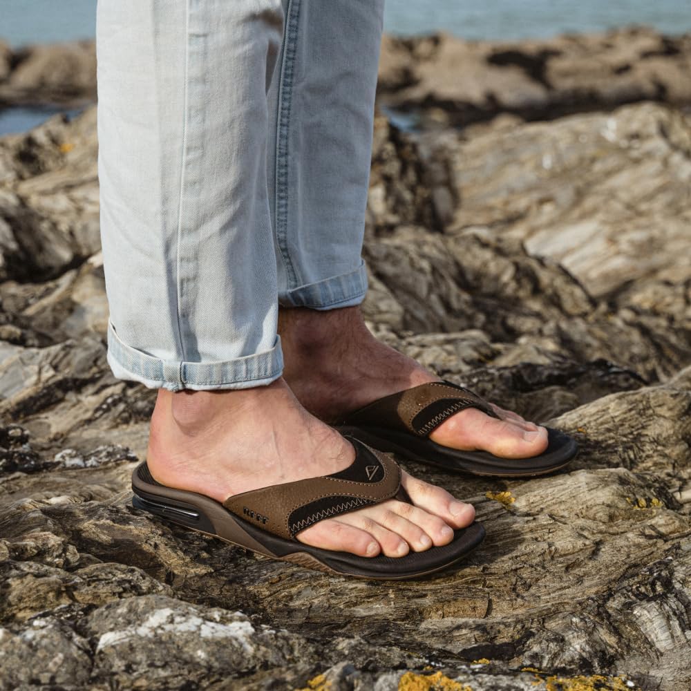 Reef Herren Fanning Flipflop 38 EU Black And Tan, 38 EU Black And Tan