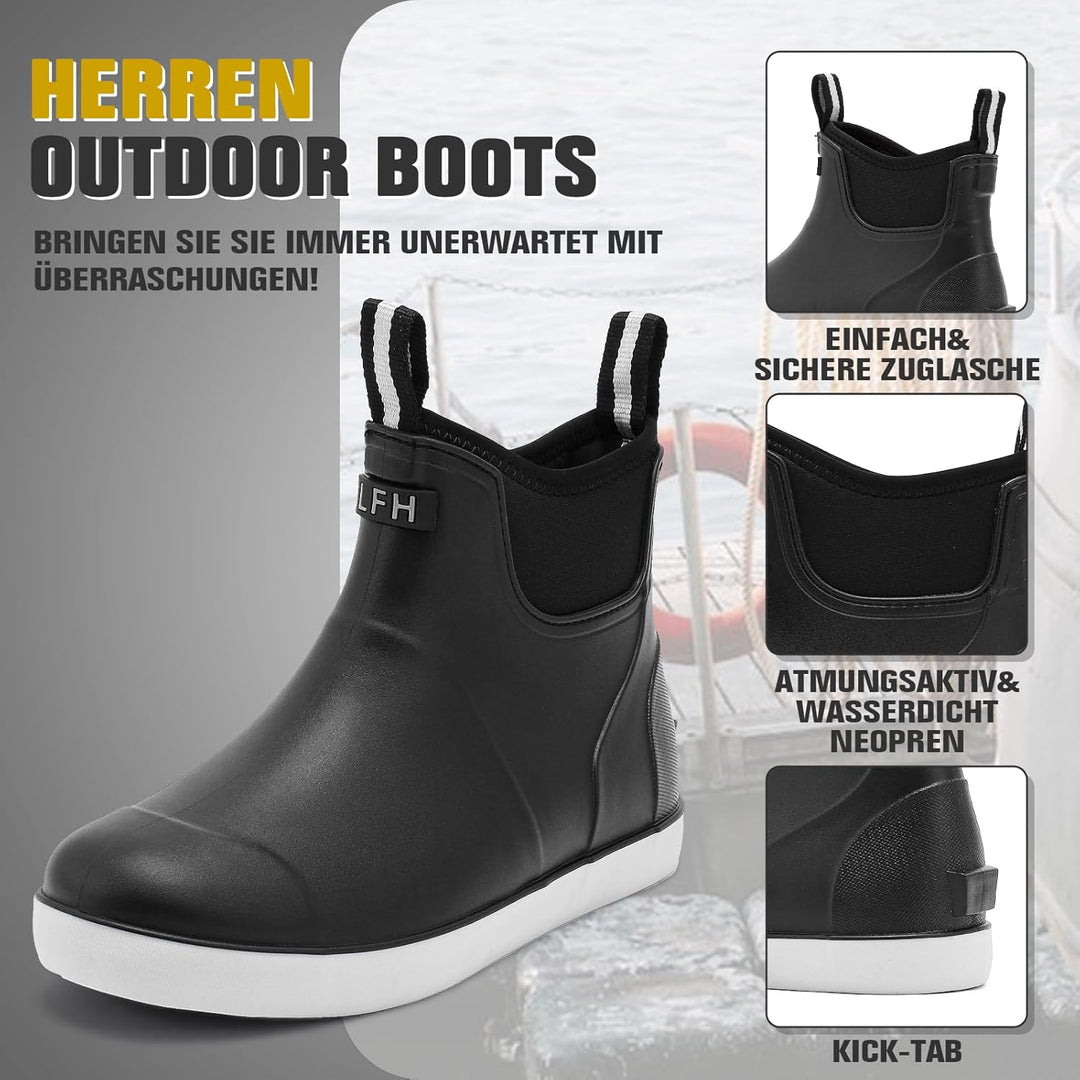 Jesindr Gummistiefel Herren, Protective Wasserdicht Anti-Rutsch Stiefeletten, Atmungsaktiv Schwarz C