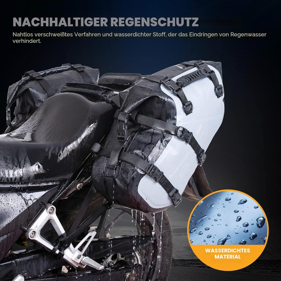 WILD HEART Motorrad-Satteltaschen, wasserdicht, 36 l (18 l x 2), Motorrad-Seitensatteltaschen, Gepäc
