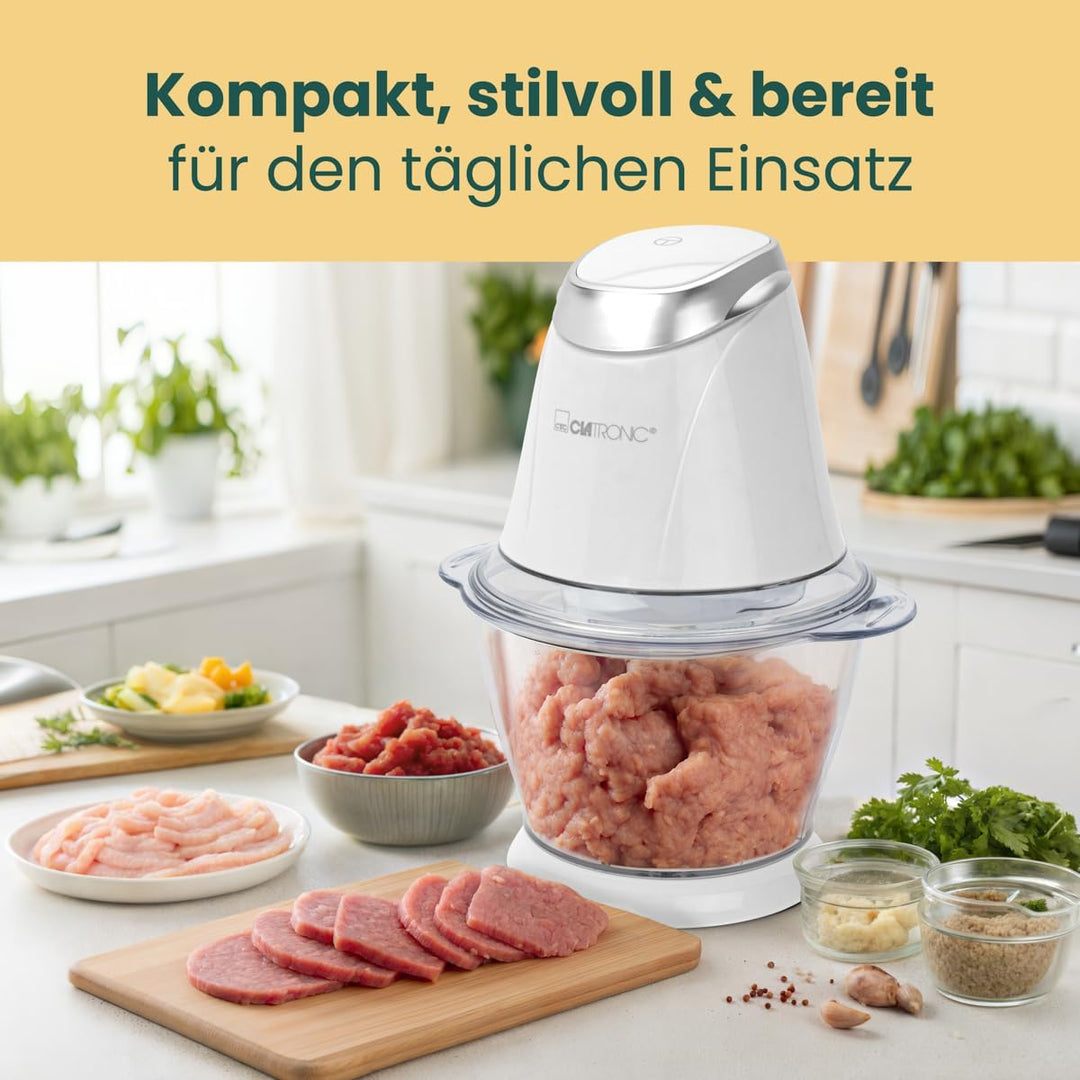 Clatronic MZ 3579 Multizerkleinerer, 2 in 1 Multizerkleinerer und Ice Crusher in Einem, 250 Watt, we