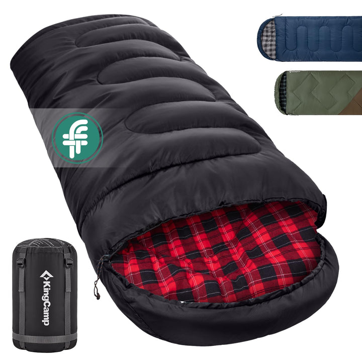KingCamp Schlafsack für Erwachsene, Winter, Flanell, kompakt, 3-4 Jahreszeiten, Decke für Camping, R