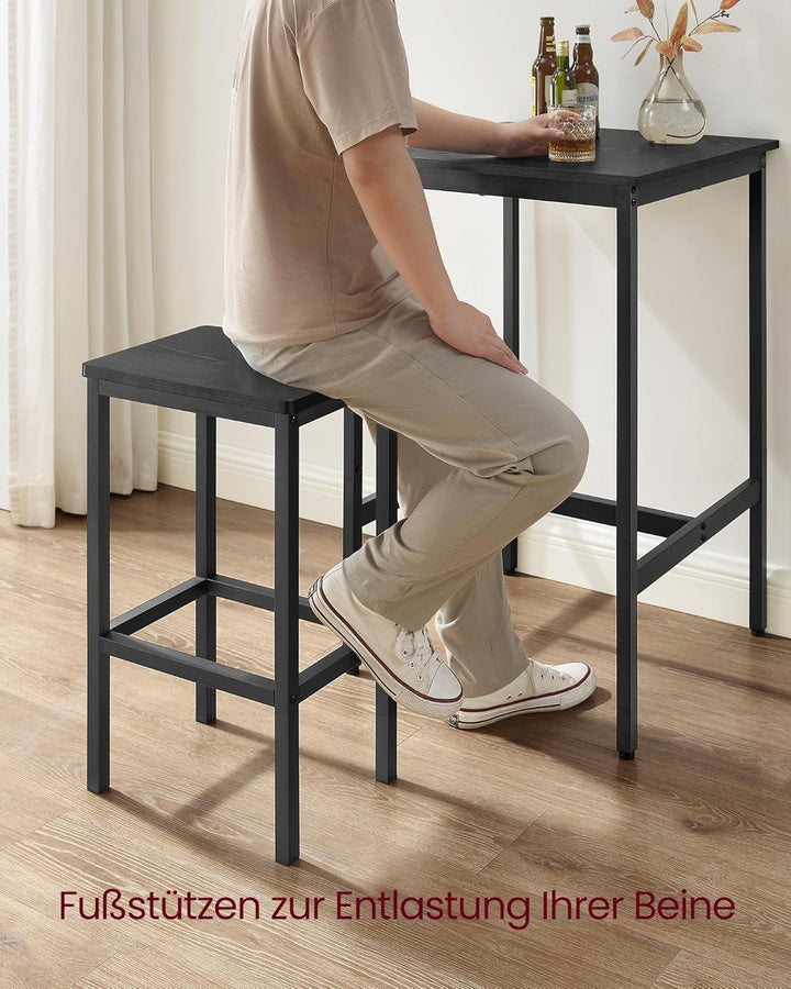 VASAGLE Bartisch mit Barhocker-Set, Esstisch mit 2 Stühlen, Küchentisch klein, Barstühle, für Esszim