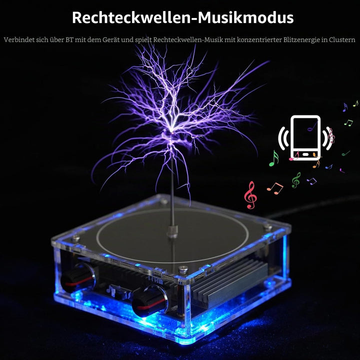 Shkalacar Musik Tesla Spule, Experiment Arc Plasma Spule mit Beleuchtungs und Musikmodus, BT Lautspr