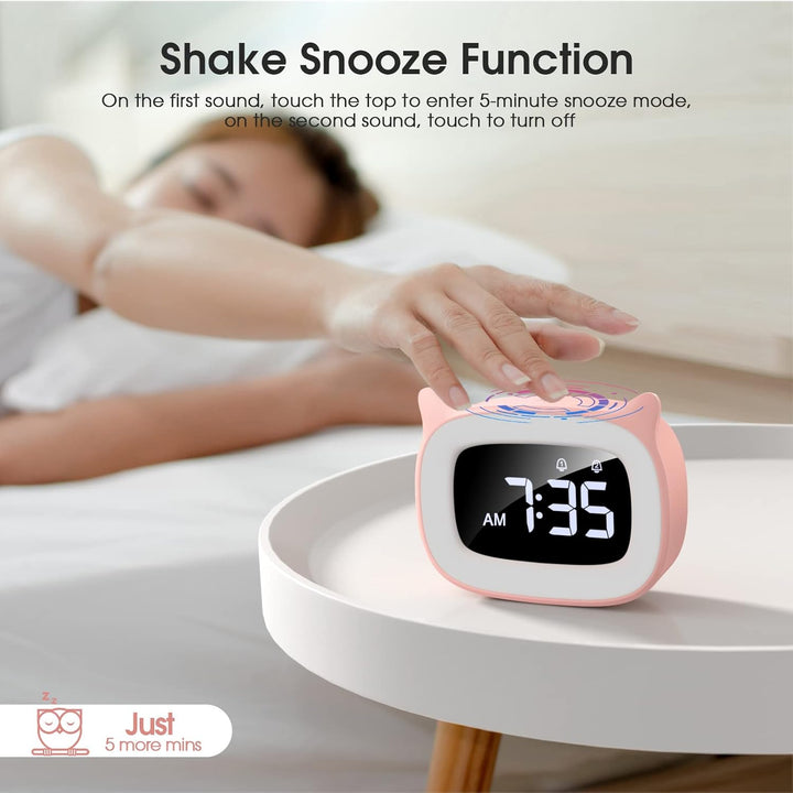 mizikuu Wecker Digital Kinder, mit Licht, Dual-Wecker, LED-Nachtlicht mädchen, Funkuhr mit Snooze Fu