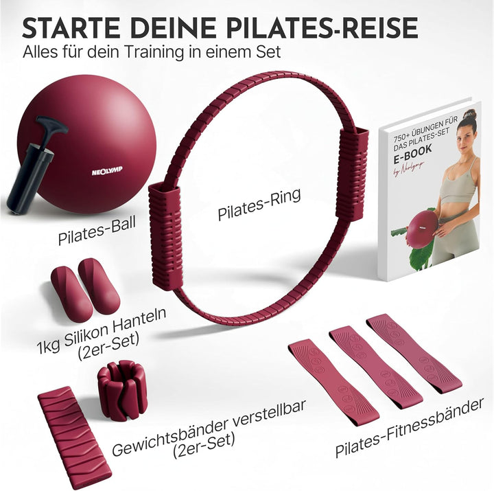 NEOLYMP Pilates Set für Zuhause – Pilates Ball, Pilates Ring & Gewichte – Komplettes Pilates Zubehör