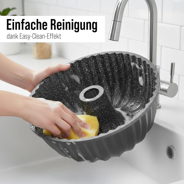 STONELINE® Gugelhupf Backform, 24,5 cm, Aluguss, Antihaftbeschichtung mit echten Steinpartikeln, Kuc