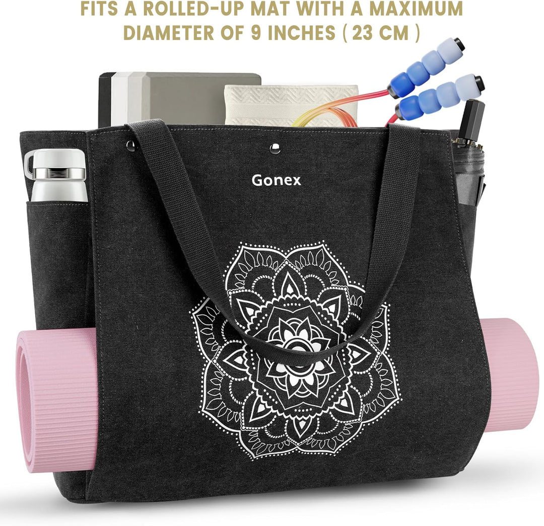 Gonex Yogatasche, Yogamatte Tasche mit Mehreren Taschen für Damen und Herren, Canvas wasserdichte To