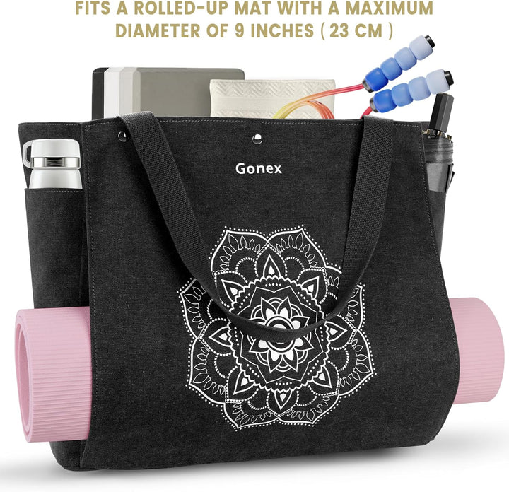 Gonex Yogatasche, Yogamatte Tasche mit Mehreren Taschen für Damen und Herren, Canvas wasserdichte To